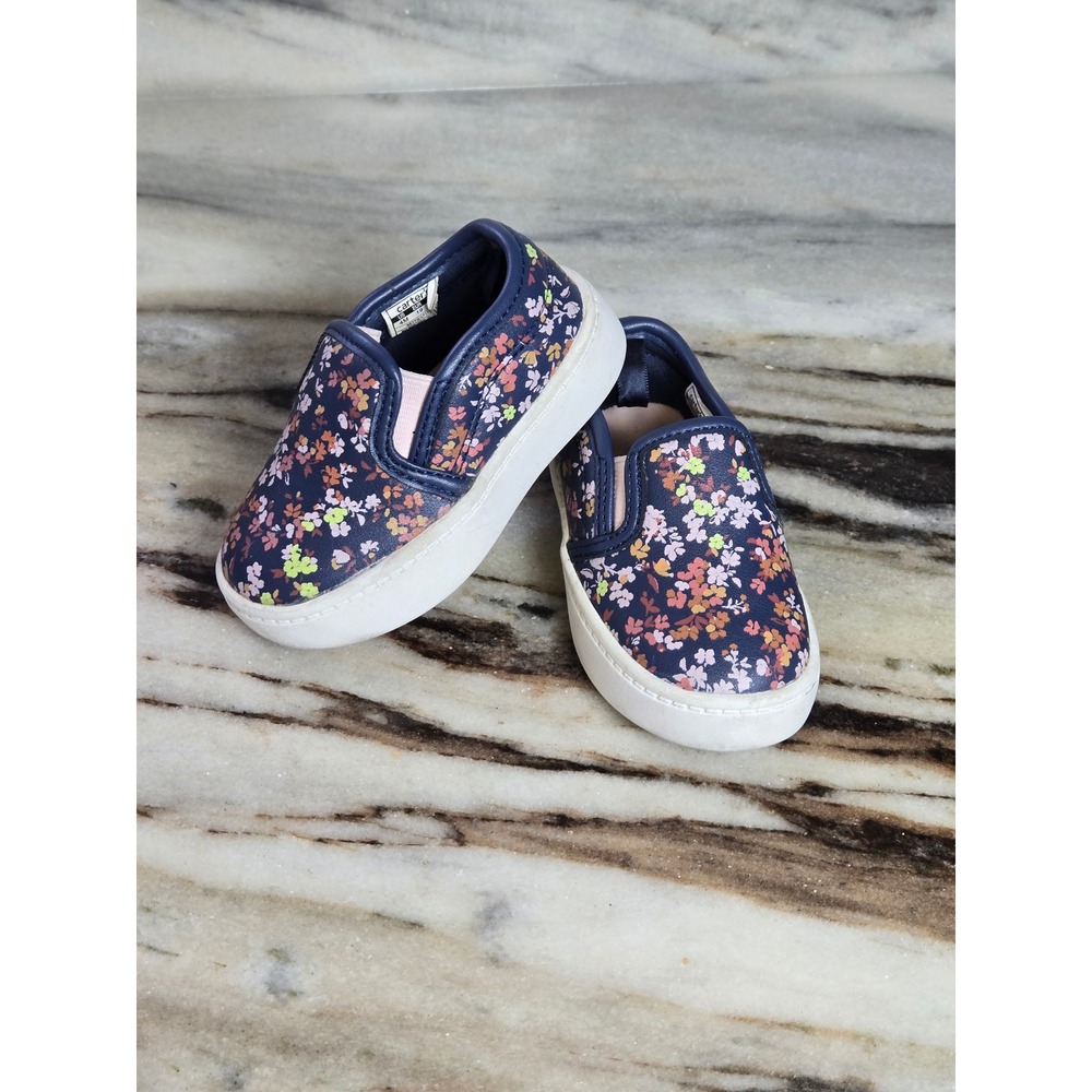 Carters Nettie Toddler Girls Floral Slip On Sneakers Navy Blue Size 4M CF22G03